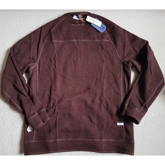 NWT Tommy Bahama Mens Slubtropic Reversible Half Zip Sweater Rum Berry Heather,L - Picture 6 of 9
